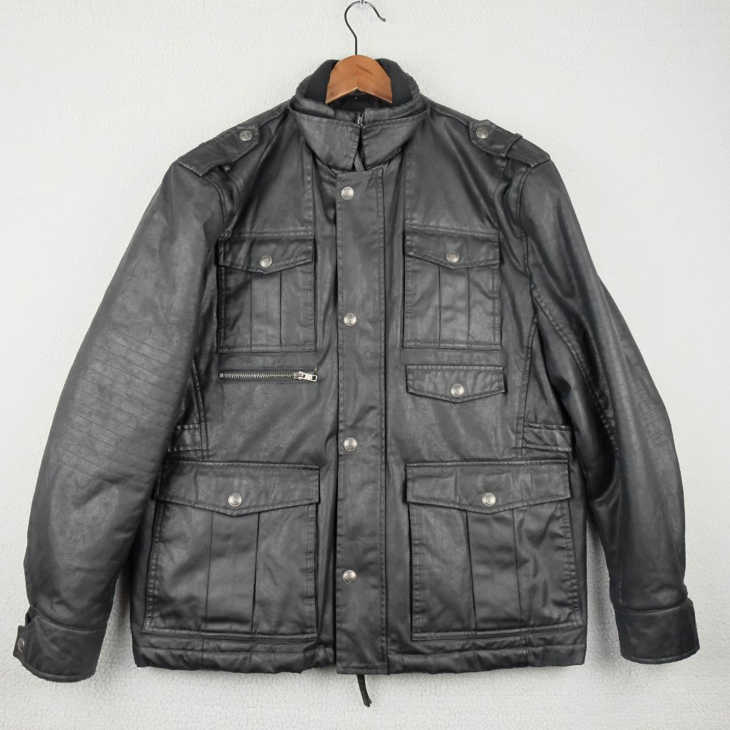 Cripple Creek Chore Coat Mens Large Black Bomber Jacket Ranchwear Outdoor